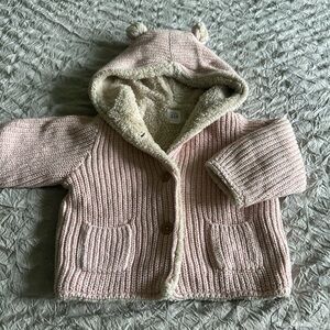 GAP pale pink Baby Cardigan with Bear Ears